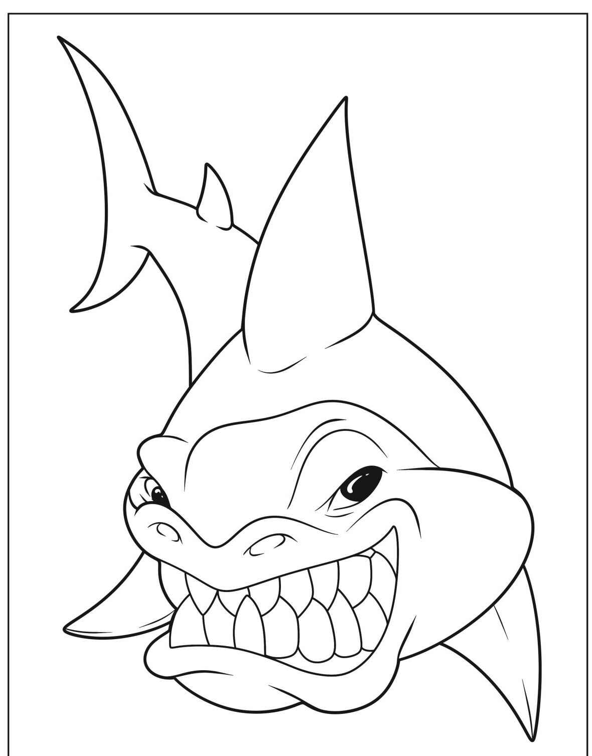 Desenho de Tubarão sorridente fofo para colorir