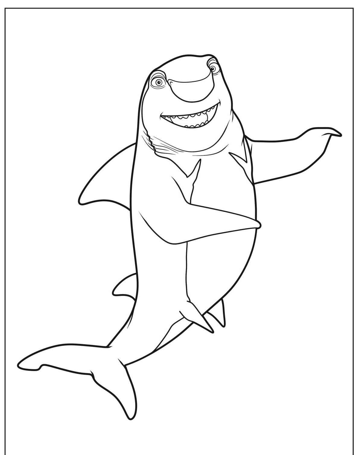 Desenho de Tubarão sorridente para colorir