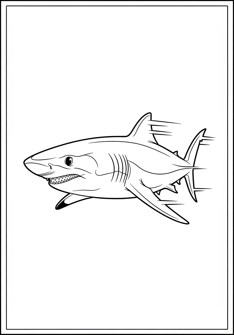 Desenho Tubarão realista a lápis para colorir