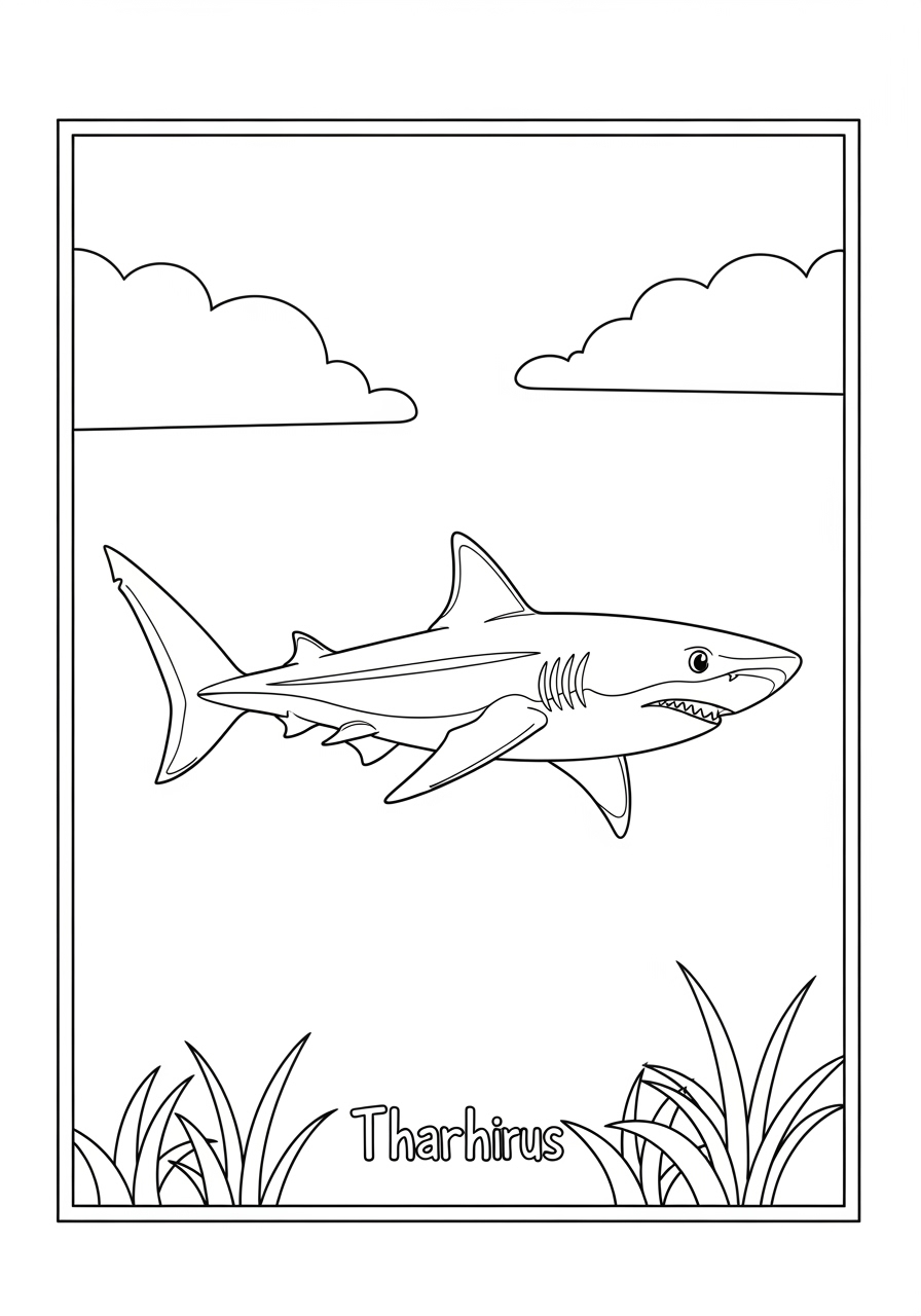 Desenho de Tubarão fácil para crianças colorirem