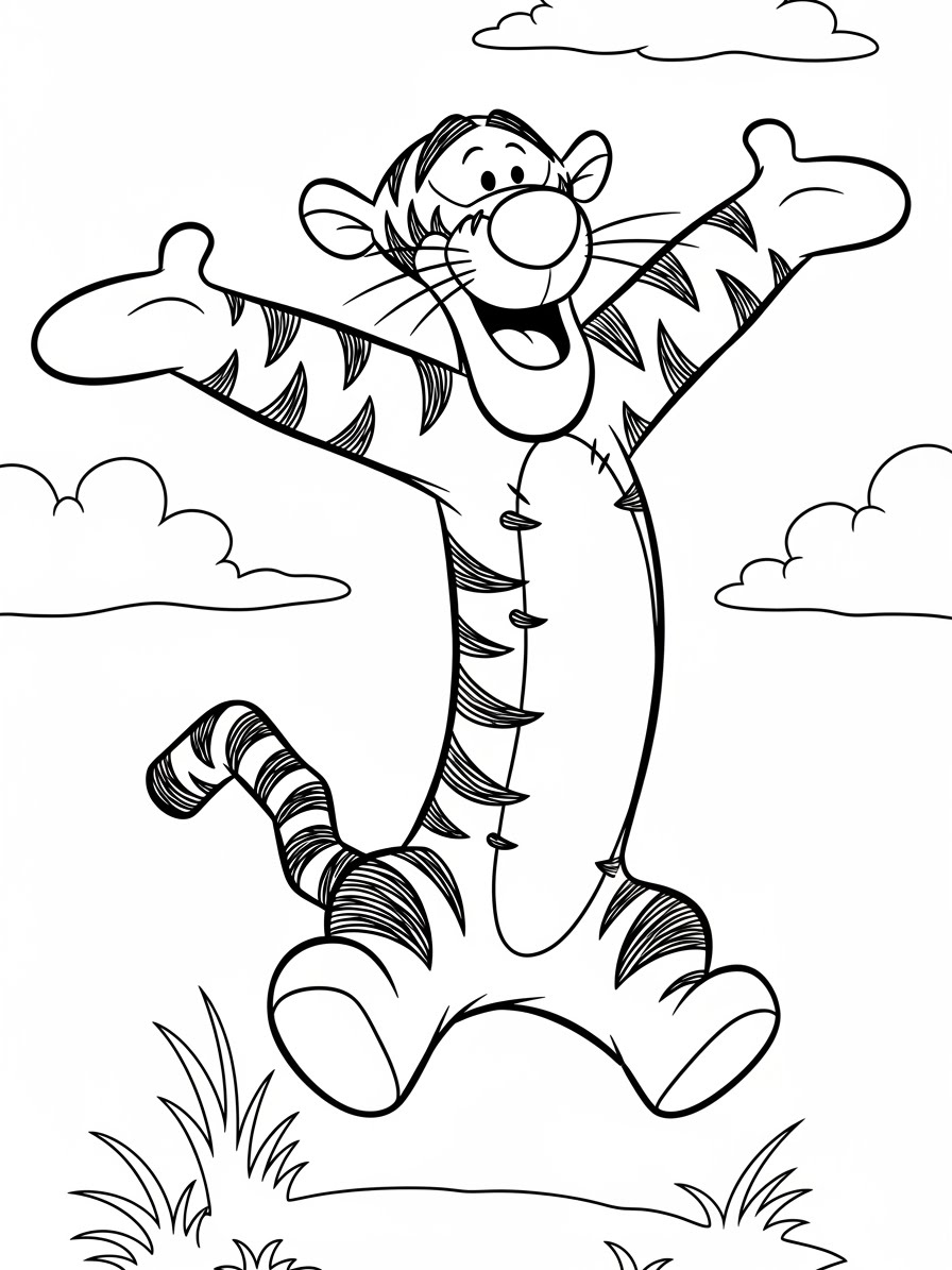 Desenho do Tigrão feliz para colorir