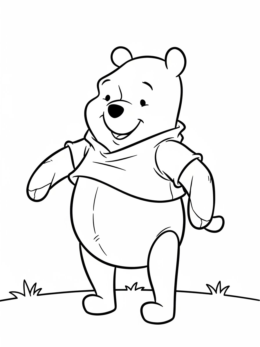 Desenho do Ursinho Pooh sorrindo para colorir