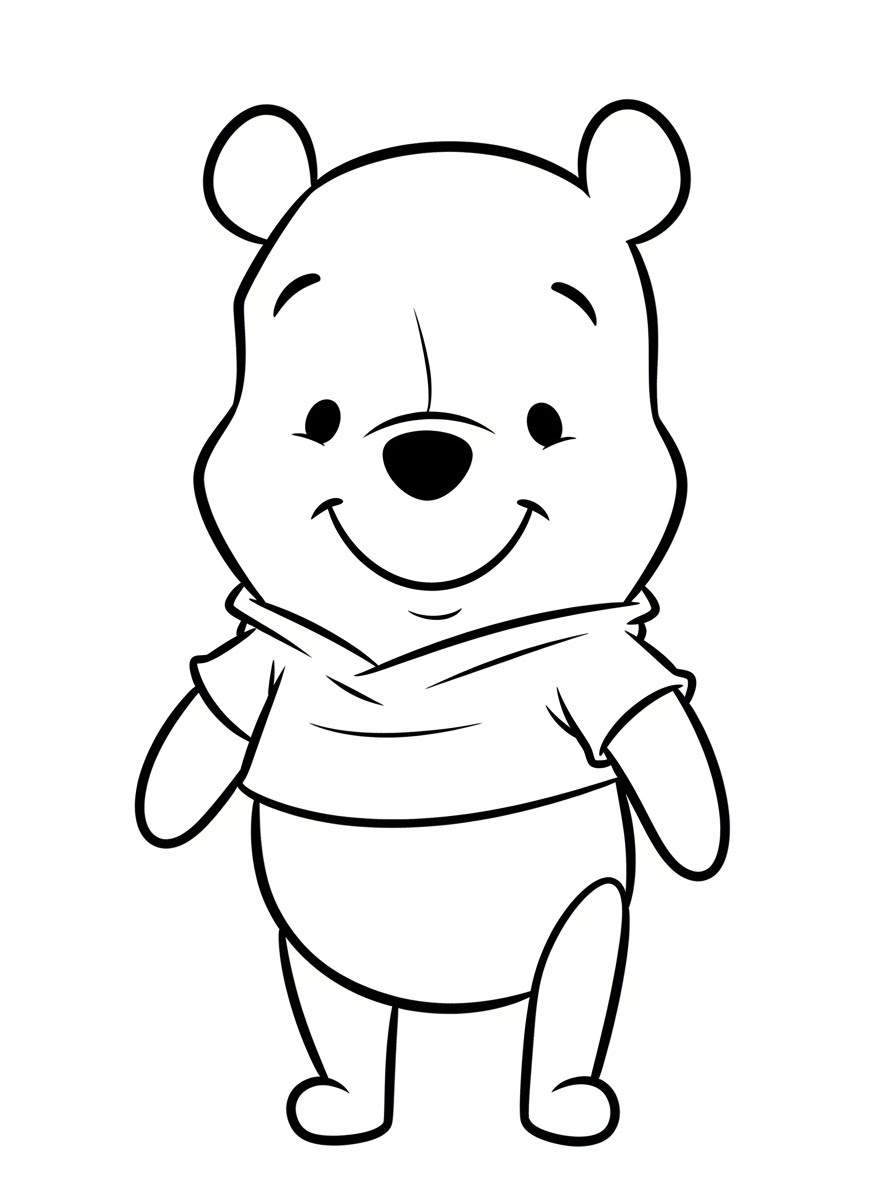 Desenho do Ursinho Pooh sorrindo para colorir