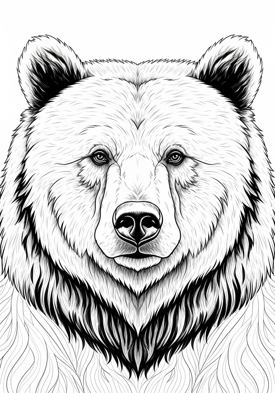 Desenho de Urso em estilo realista para colorir