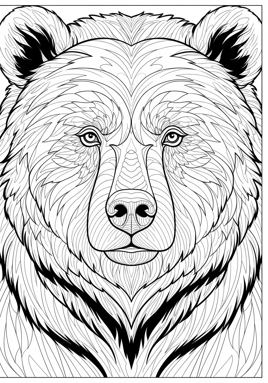Desenho de Urso realista para colorir e imprimir