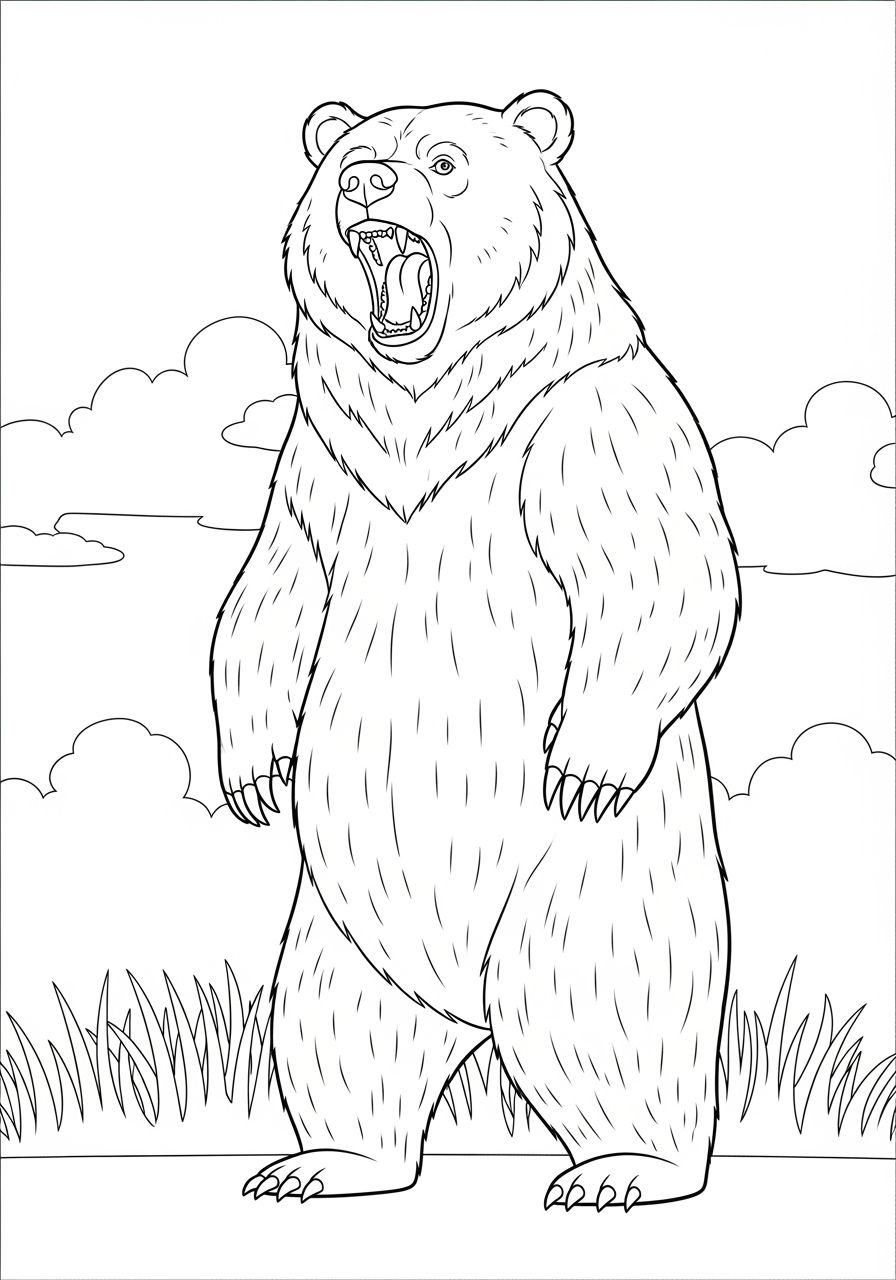 Desenho de Urso em pé pronto para colorir