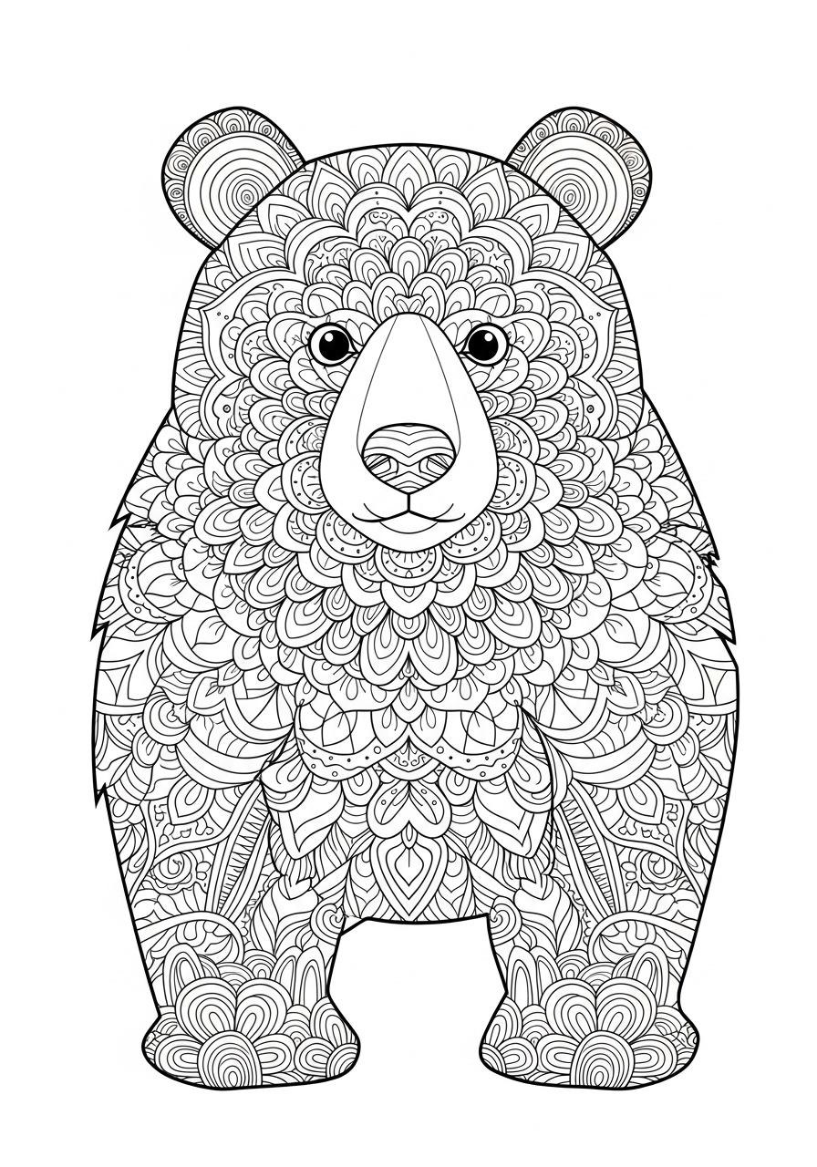 Desenho de Urso detalhado para colorir