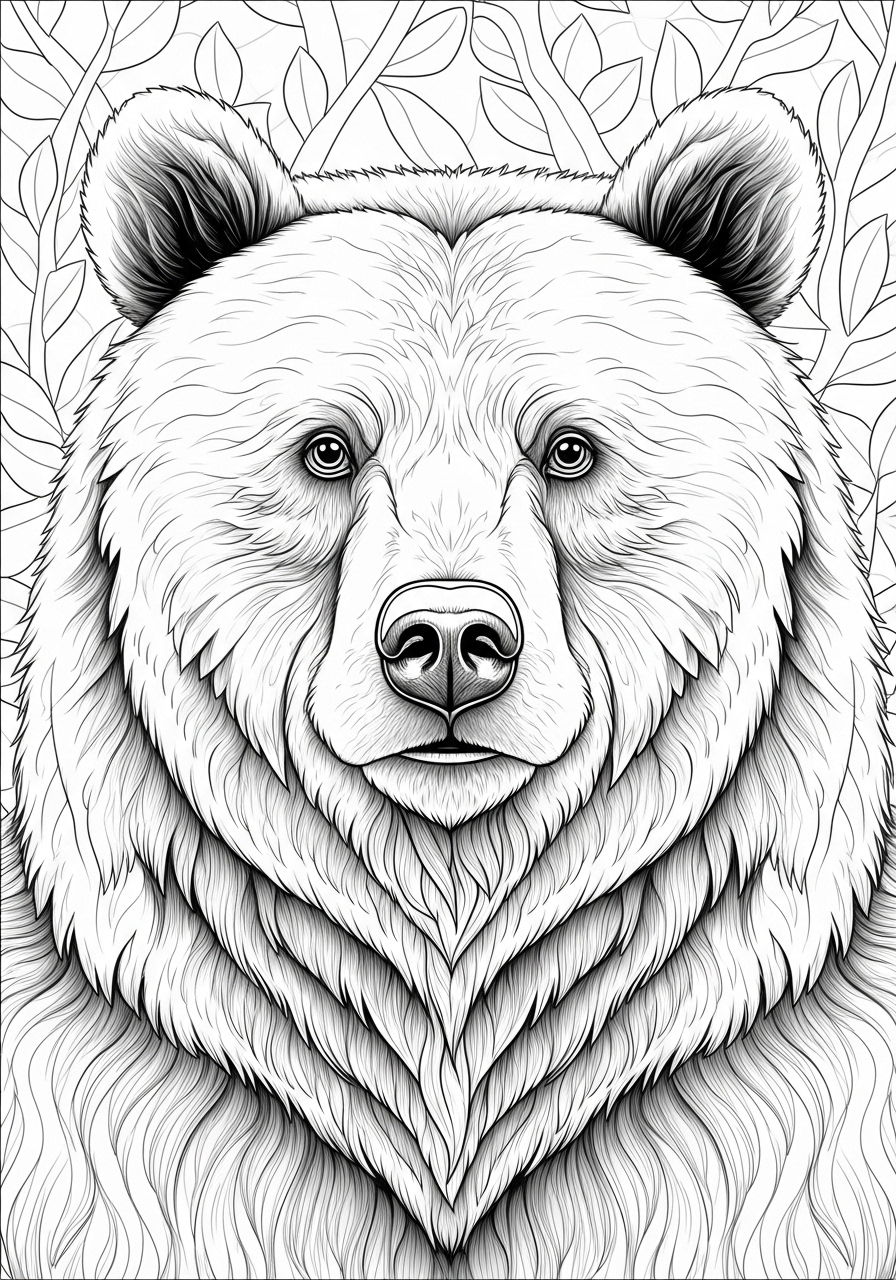 Desenho de Urso com detalhes para colorir
