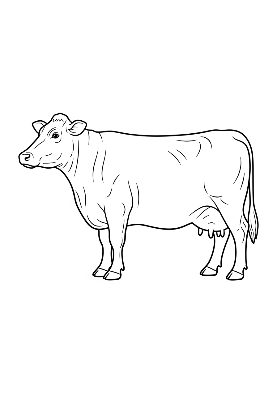 Desenho de Vaca em contornos para colorir