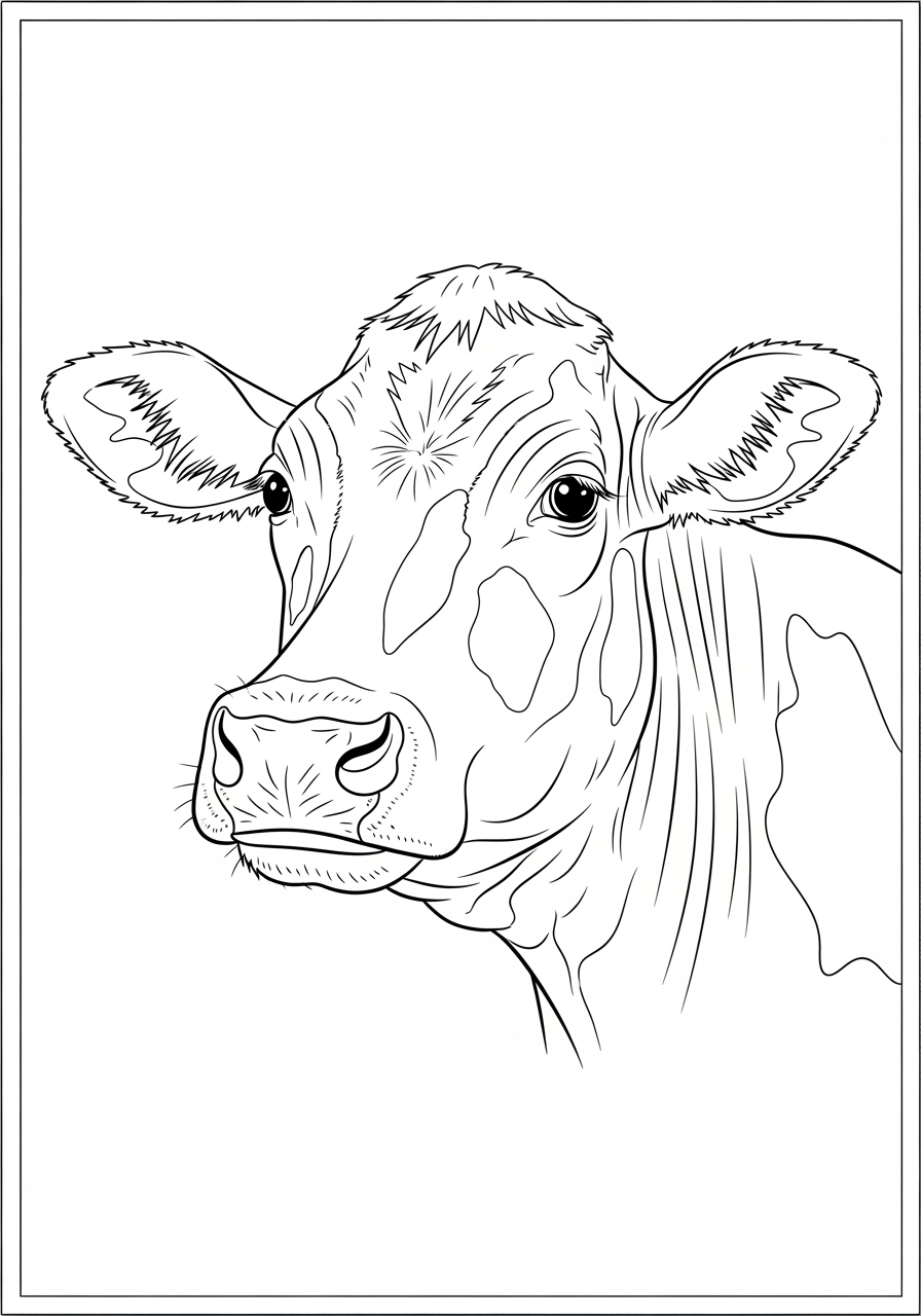 Desenho de Vaca para colorir com detalhes dos traços