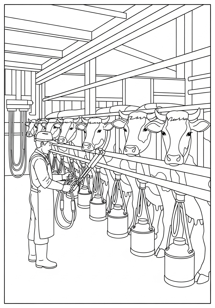 Desenho de Vaca em uma fazenda para colorir