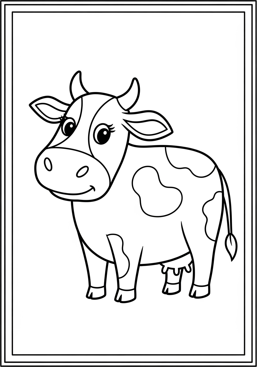 Desenho de Vaca fofa com manchas para colorir