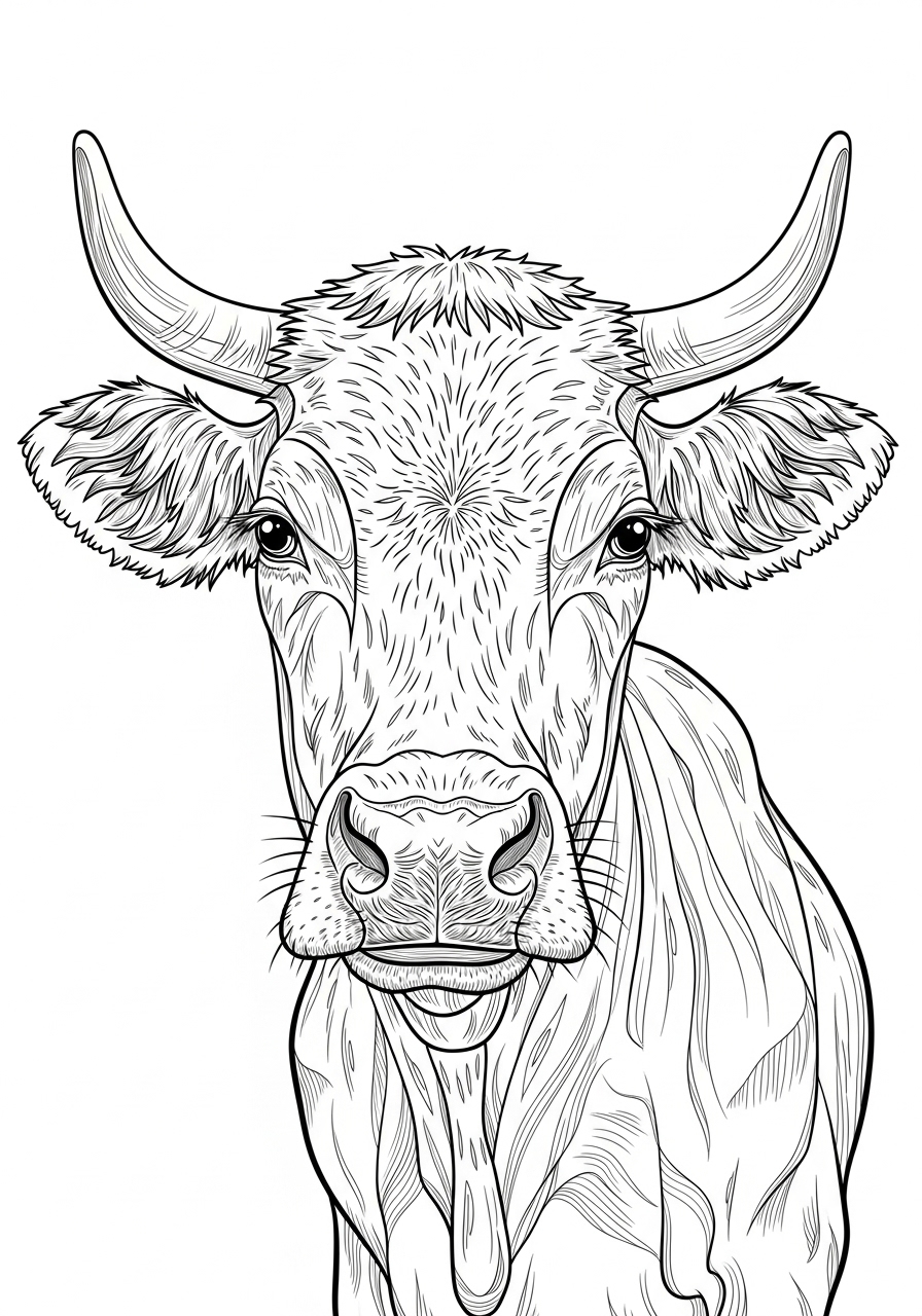 Desenho de Vaca em traços para colorir