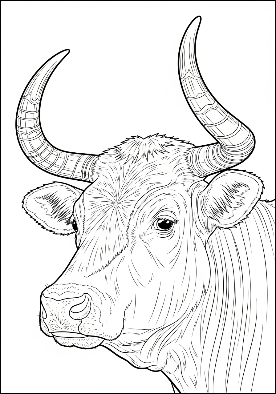 Desenho de Vaca em linhas para colorir