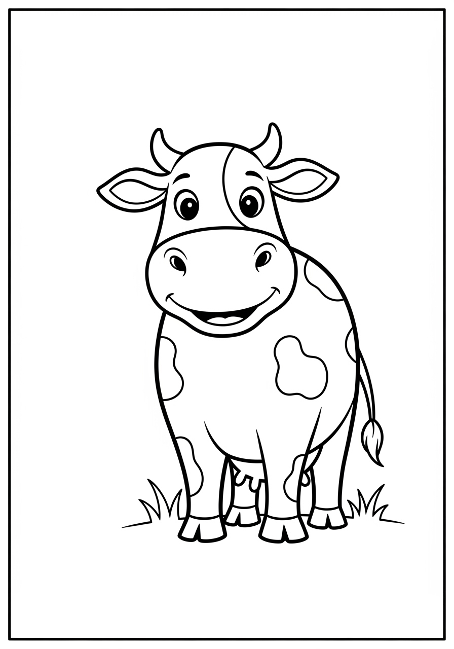 Desenho de Vaca sorridente para pintar