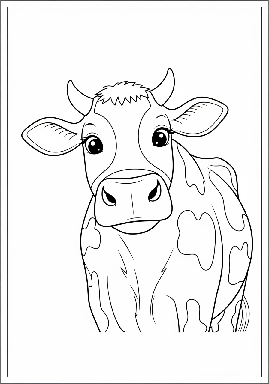 Desenho de Vaca com detalhes para colorir