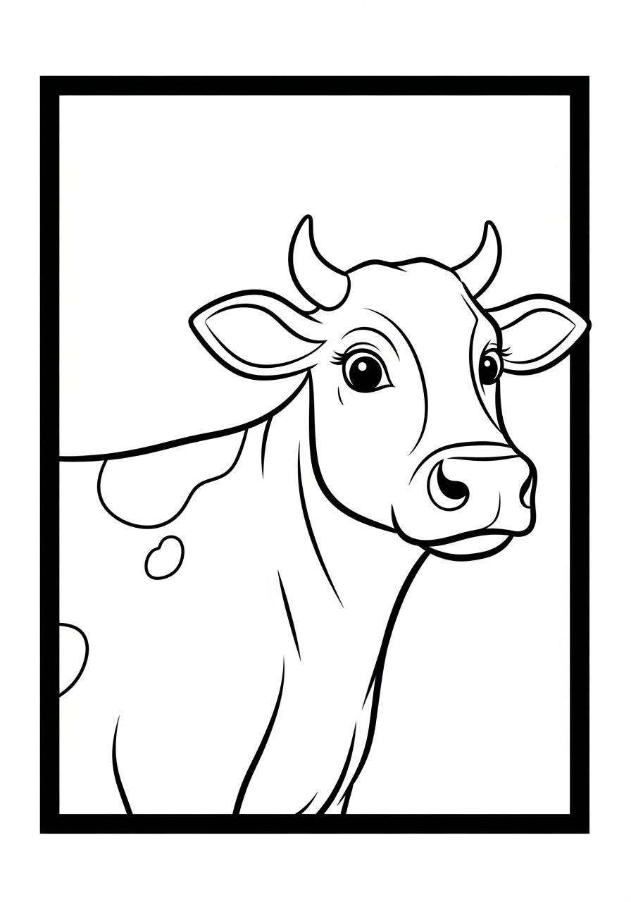 Desenho de Vaca em preto e branco para colorir