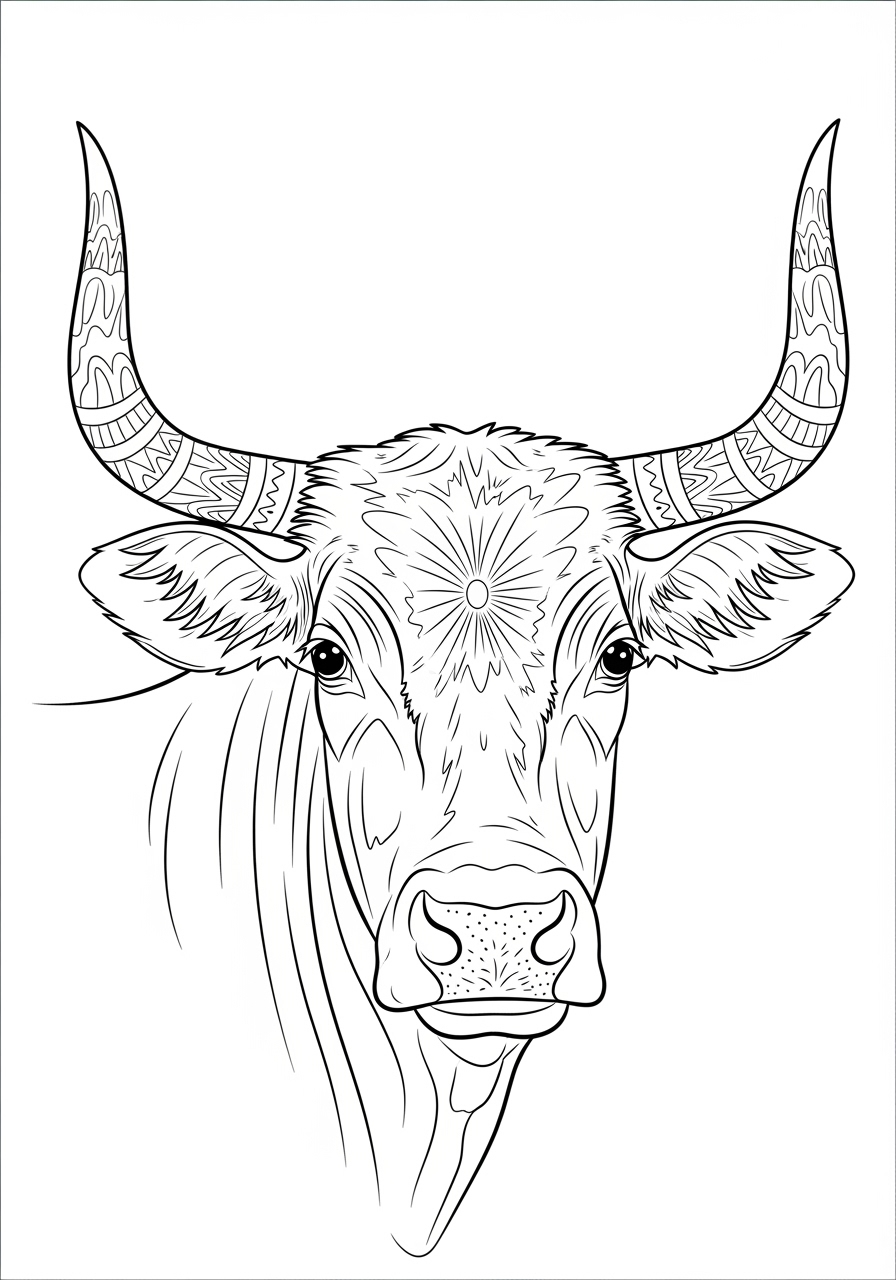 Desenho de Vaca com detalhes para colorir