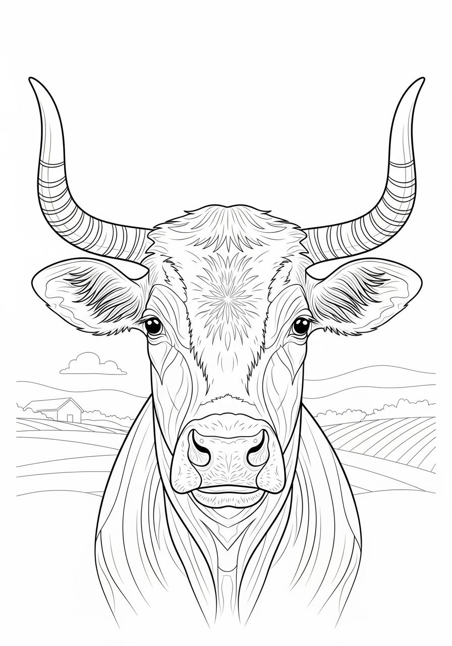 Desenho de Vaca com detalhes para colorir