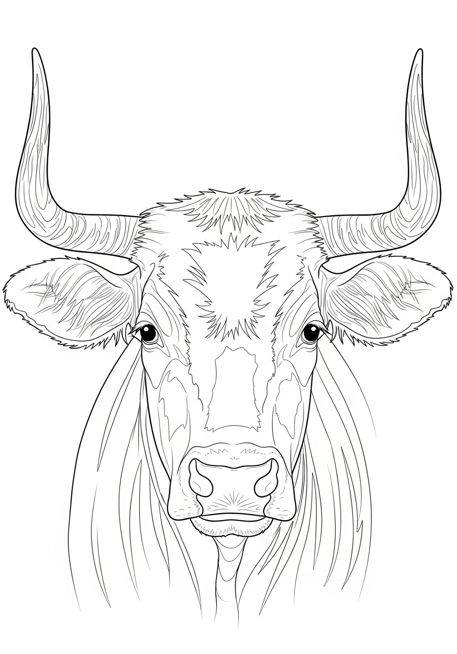 Desenho de Vaca detalhada para imprimir e colorir