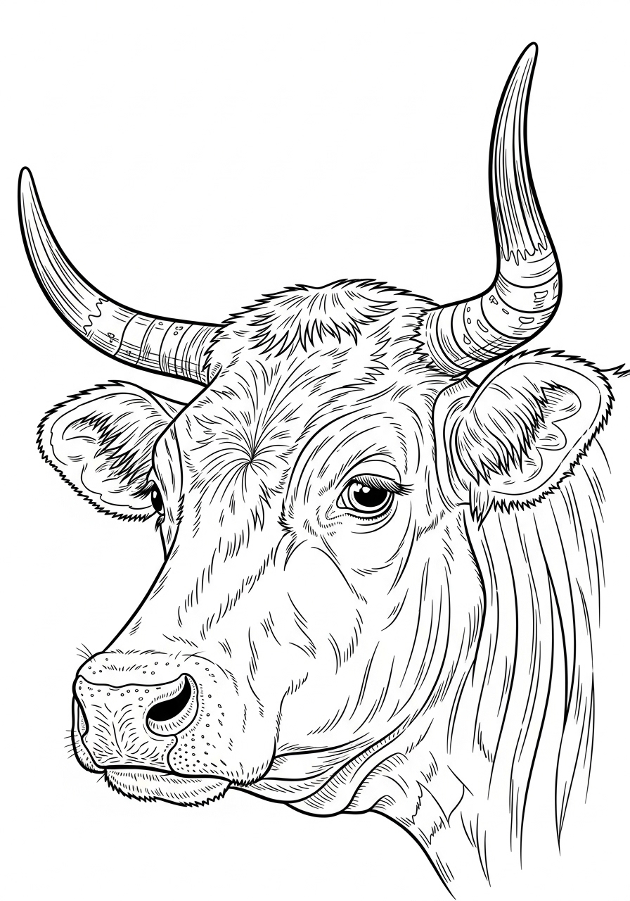 Desenho de Vaca com detalhes para colorir