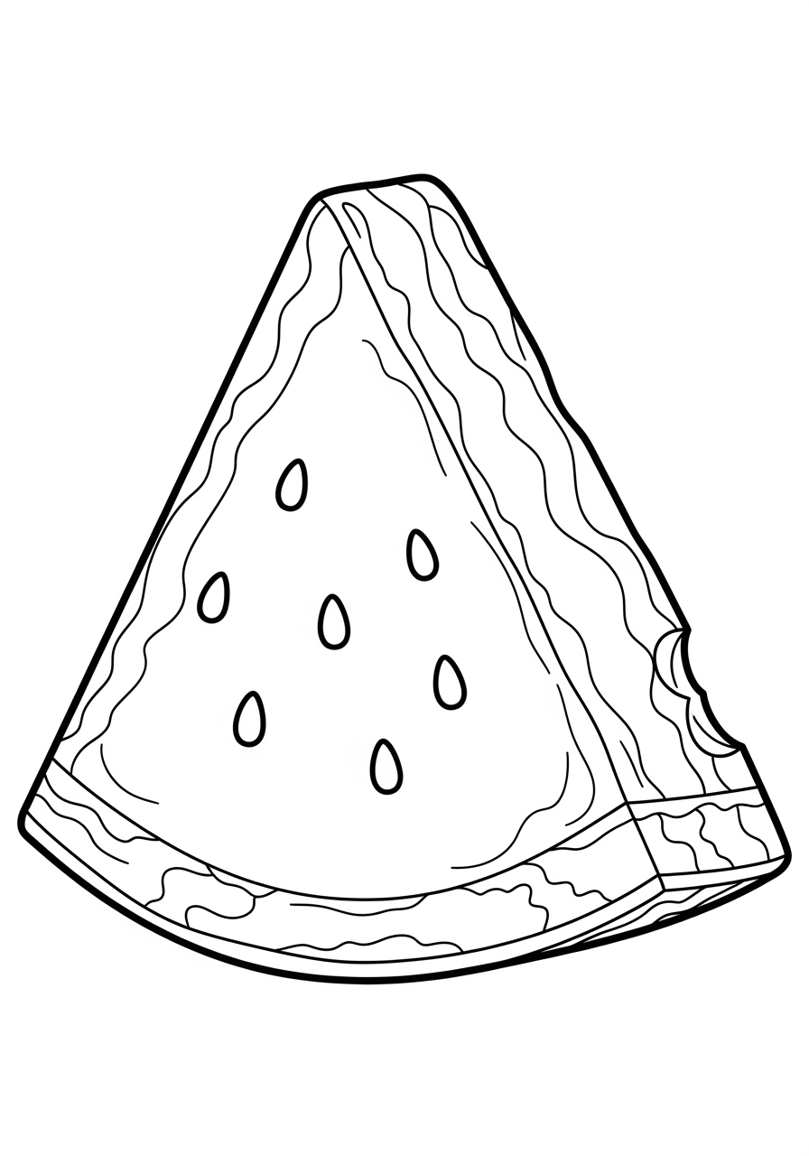 Desenho de Verão fatia de melancia para imprimir e colorir