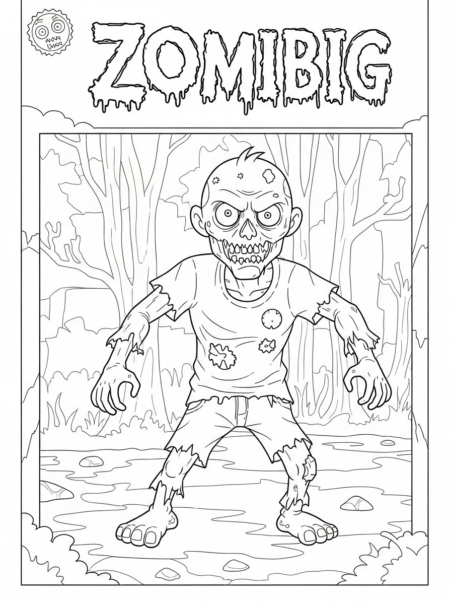 Desenho de Zombi assustador para colorir
