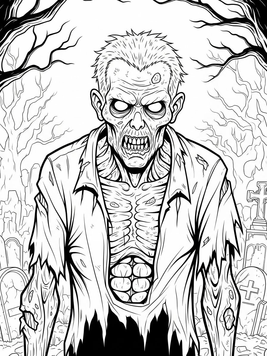 Desenho de Zombi assustador para colorir