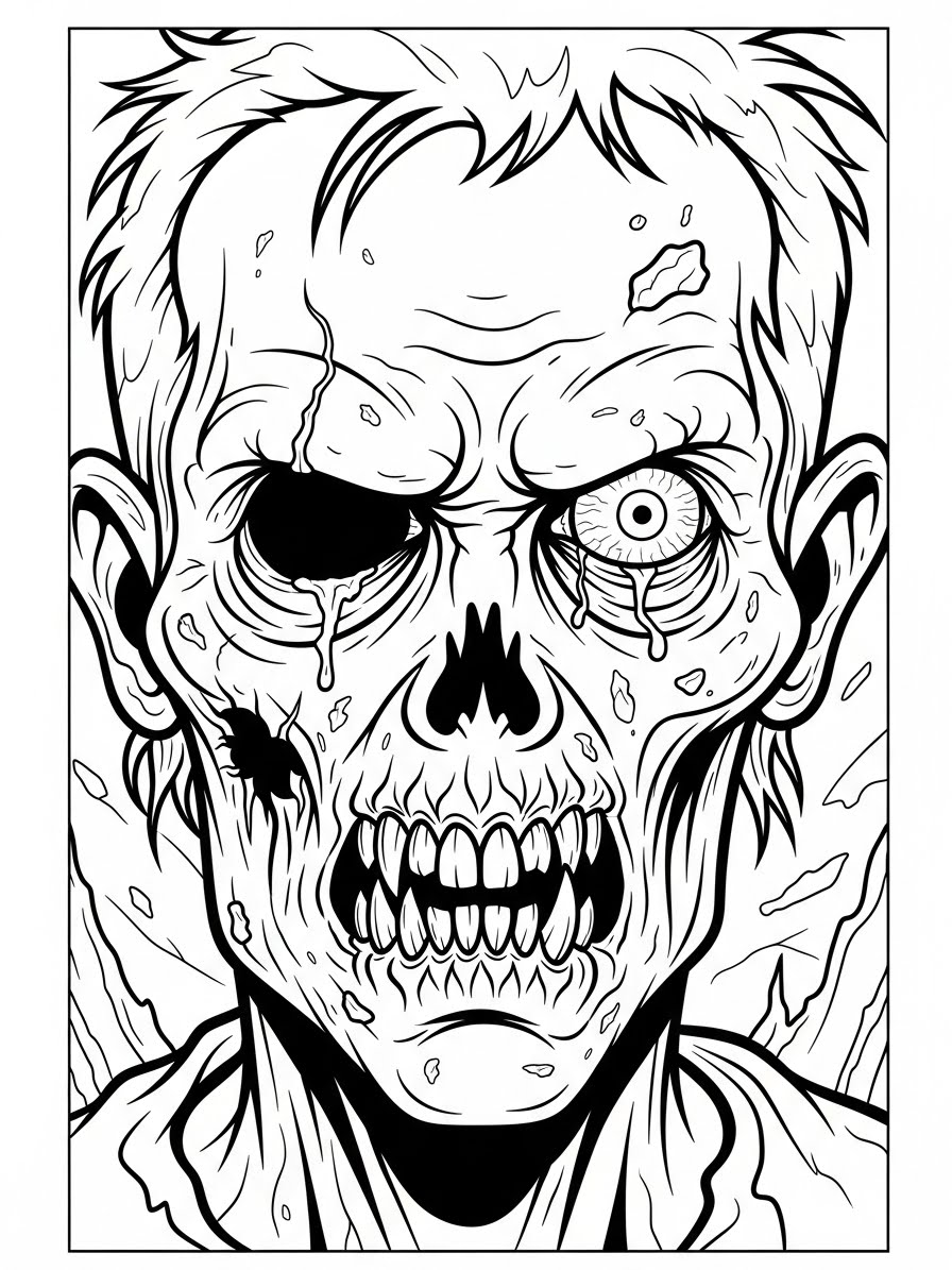Desenho de Zombi assustador para colorir