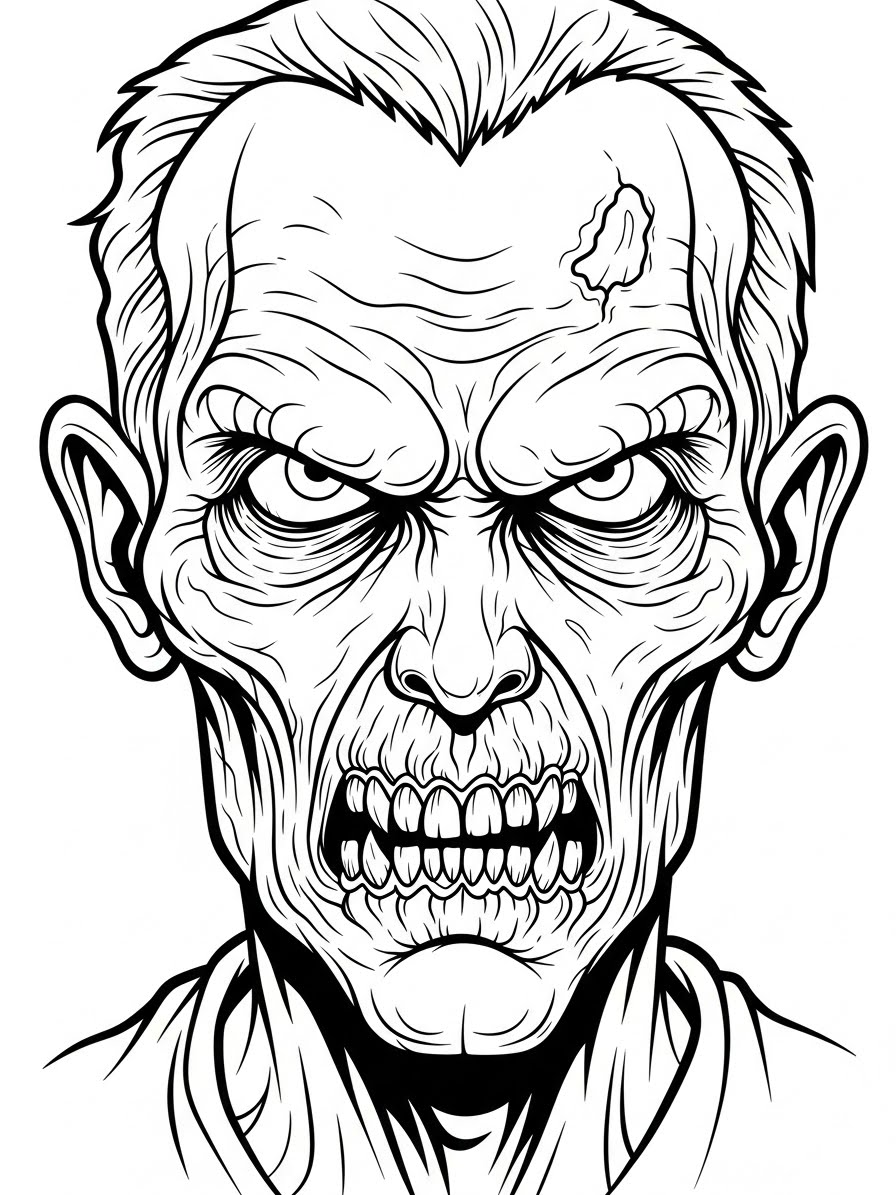 Desenho de Zombi assustador para colorir