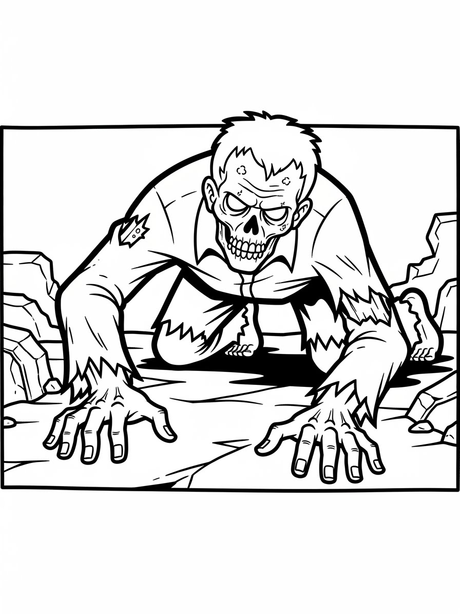 Desenho de Zombi rastejando para colorir