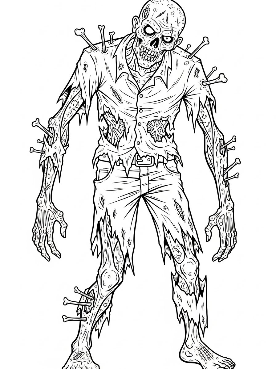 Desenho de Zombi assustador para colorir