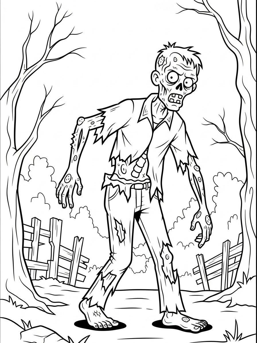 Desenho de Zombi assustador para colorir