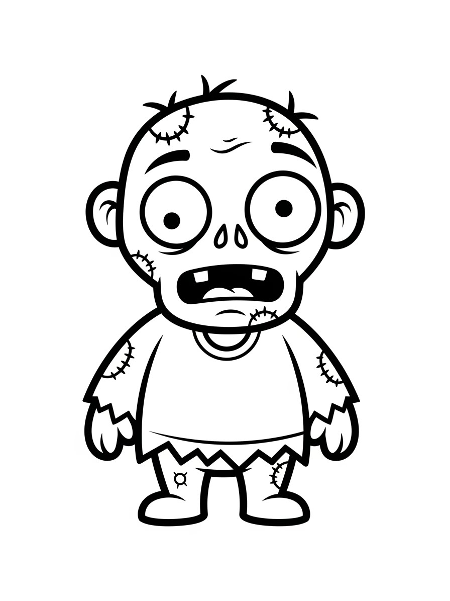 Desenho de Zombi fofinho para colorir
