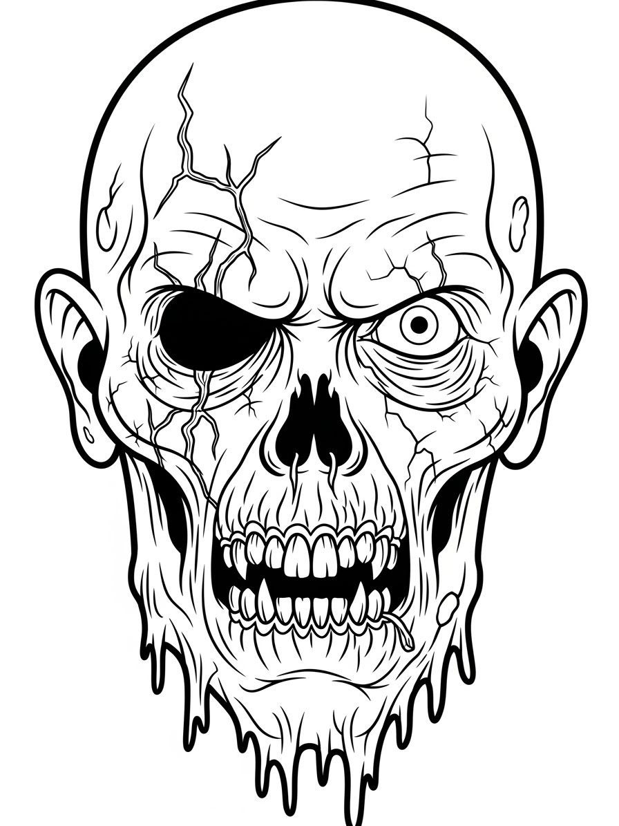 Desenho de Zombi assustador para colorir