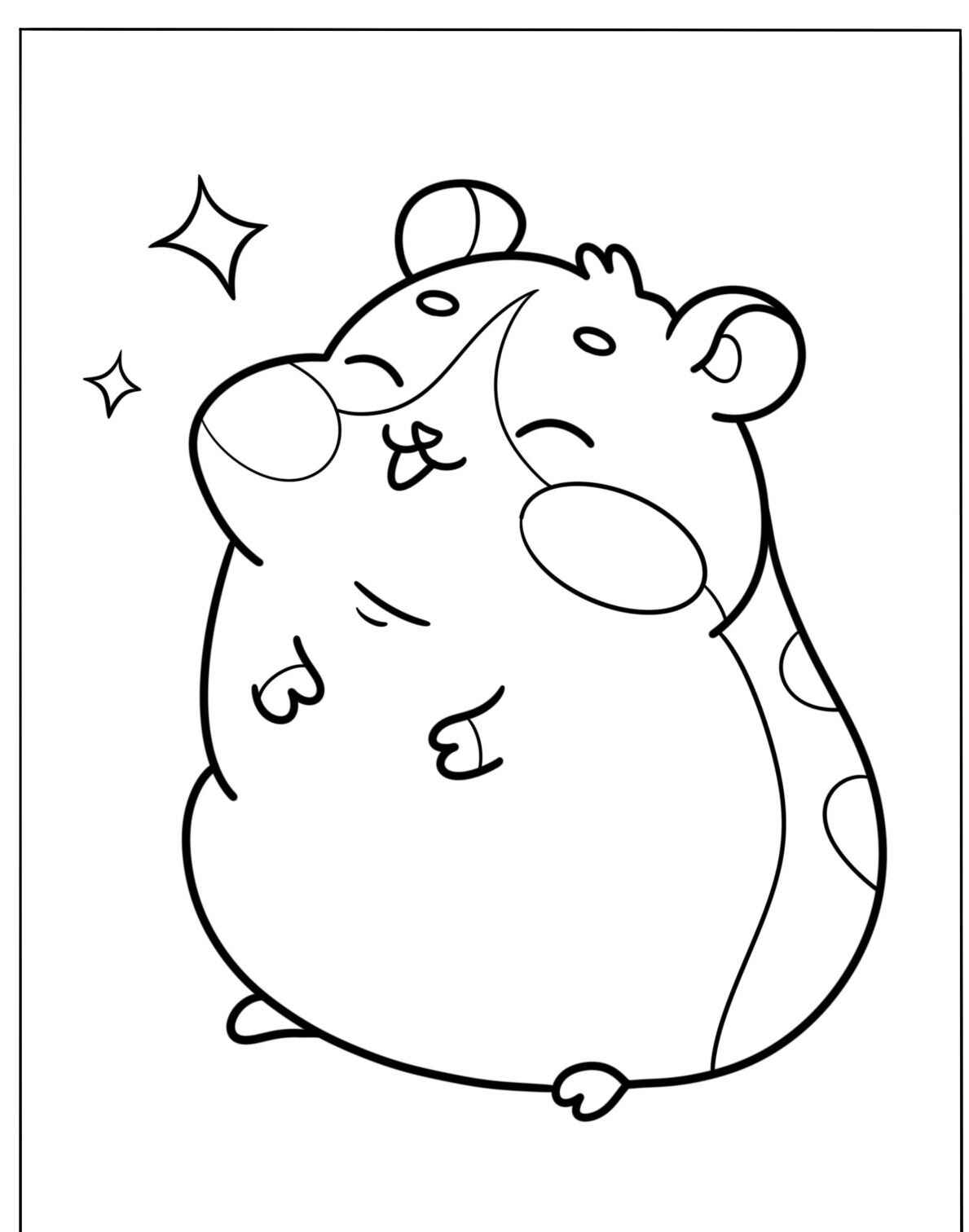 Desenho de Hamster fofo sorridente para colorir