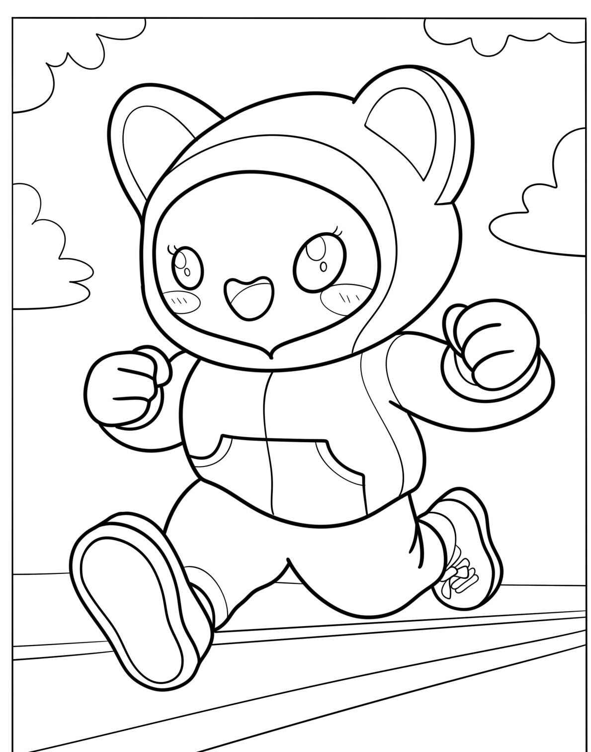 Desenho de personagem correndo para colorir