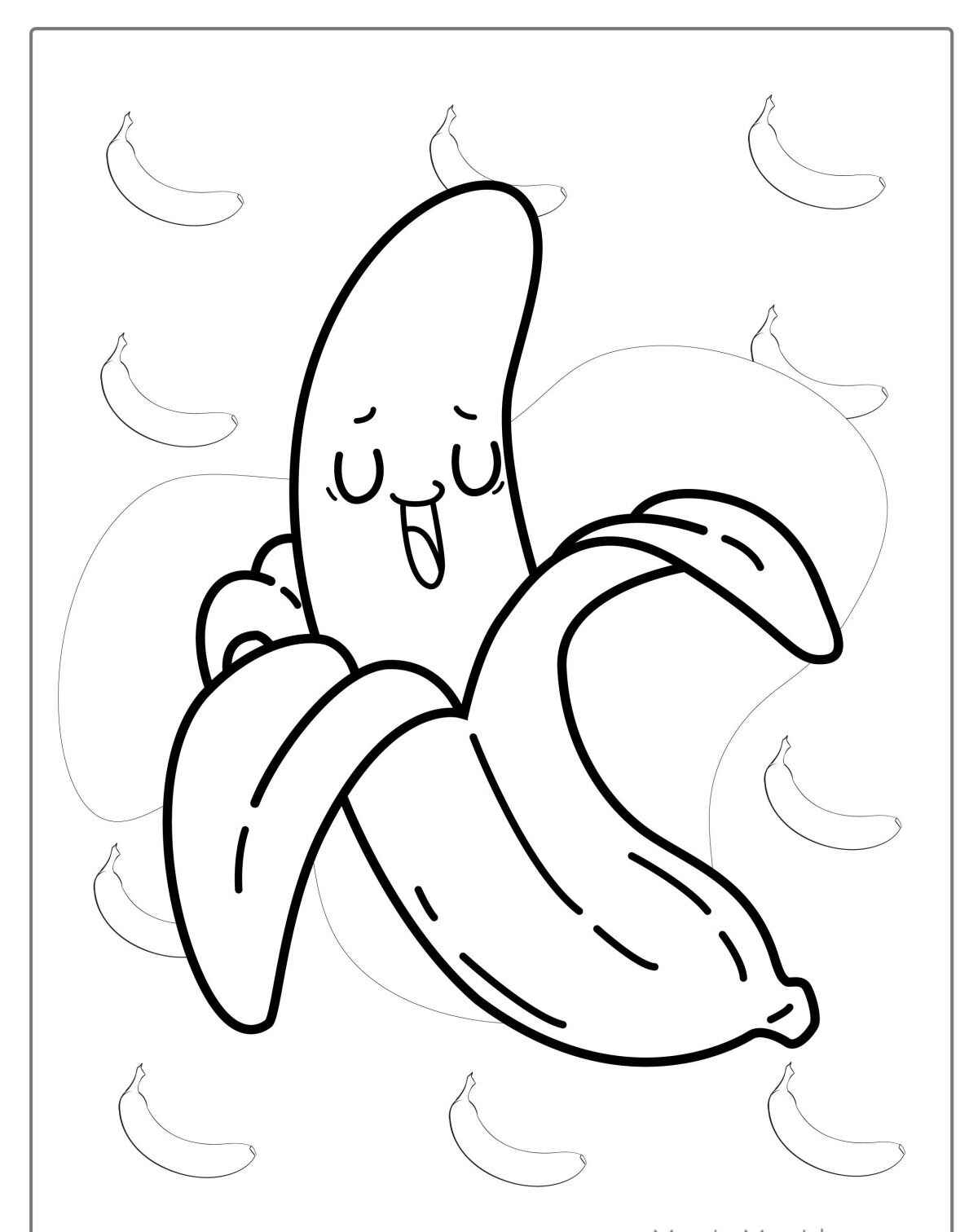 Desenho de Banana kawaii para colorir
