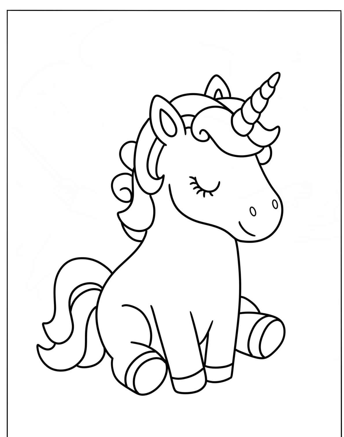 Desenho de Unicórnio fofo para colorir