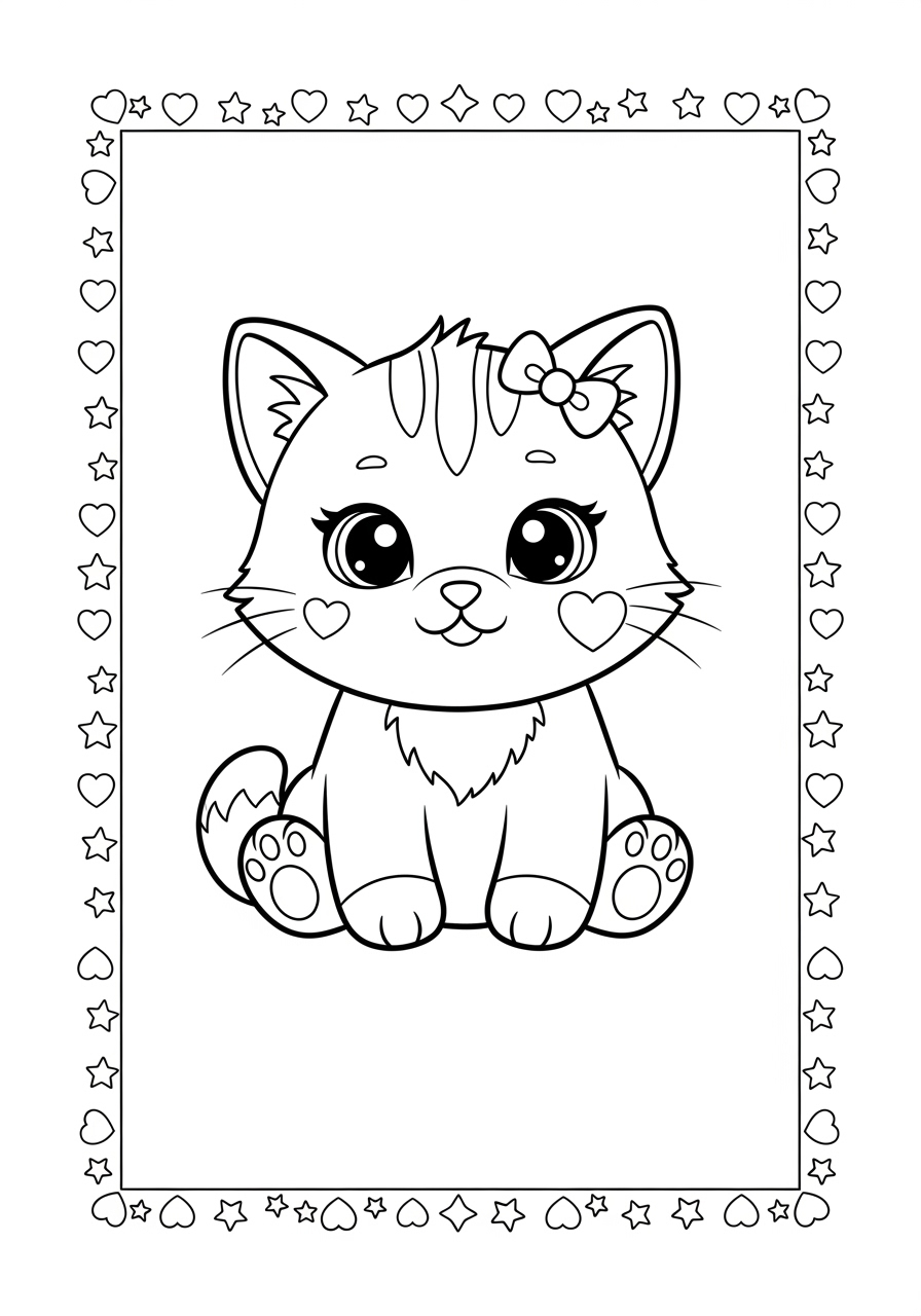 Desenho de Gato Kawaii para colorir