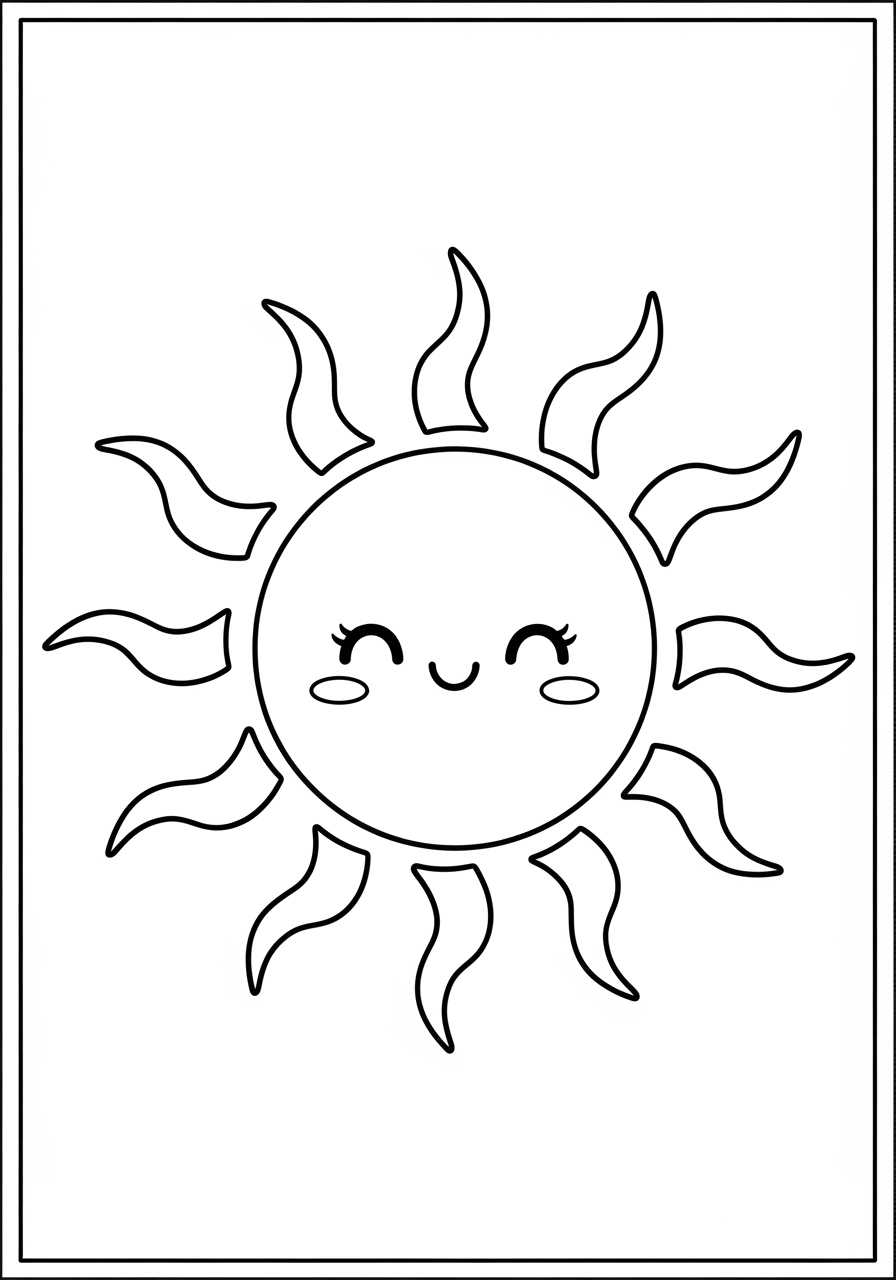 Desenho de Sol sorridente com raios divertidos