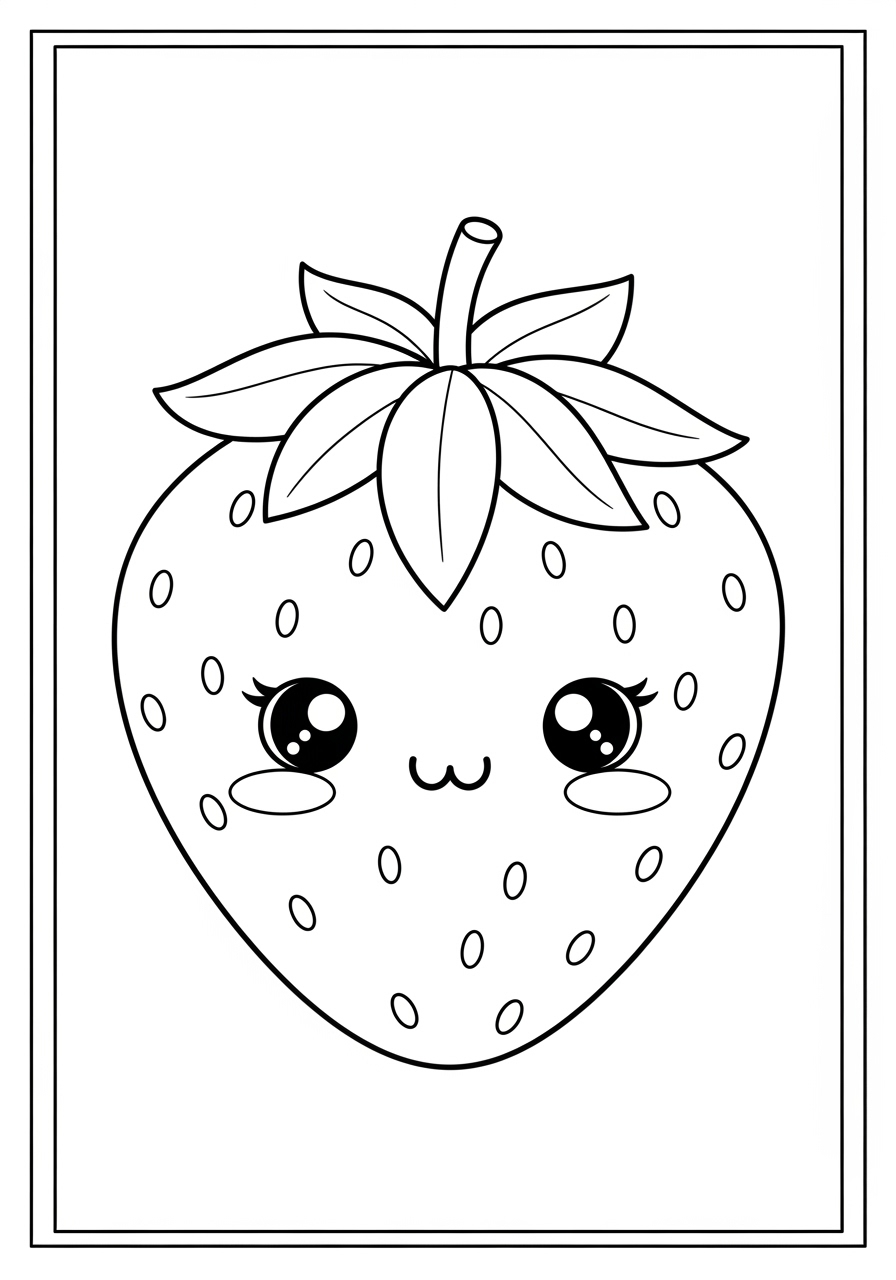 Desenho de Morango kawaii para colorir