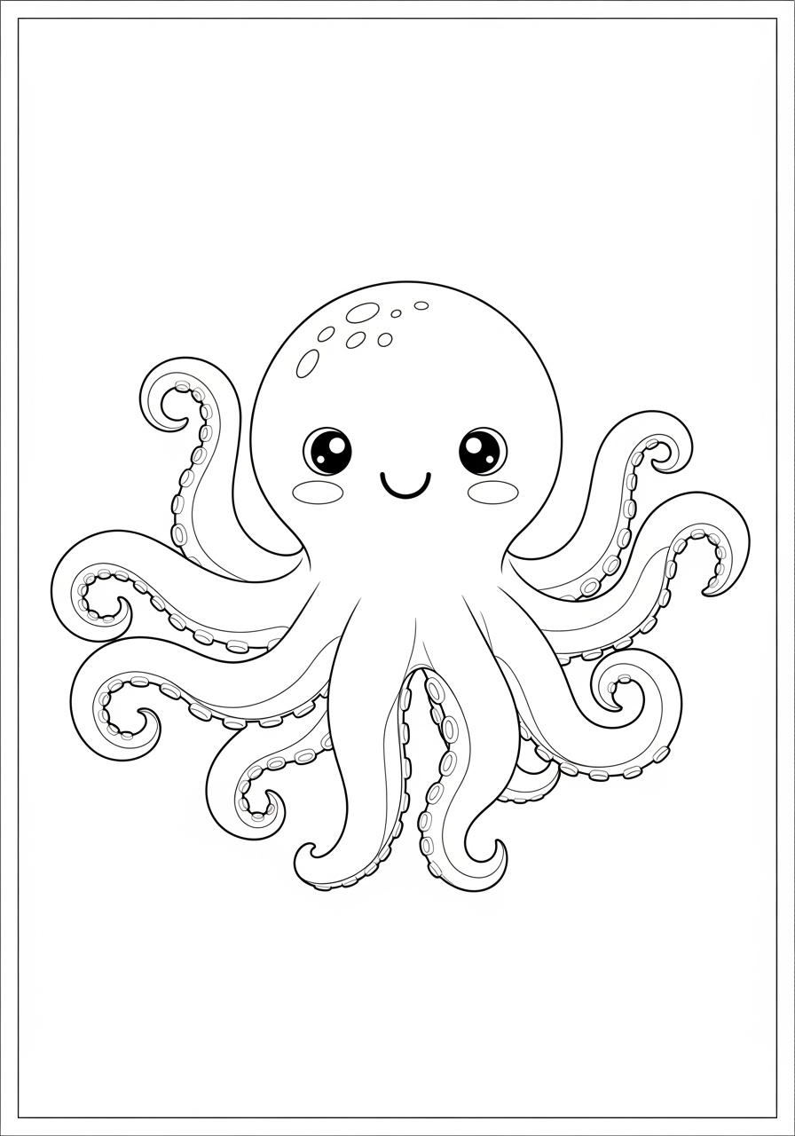 Desenho de Polvo kawaii para colorir