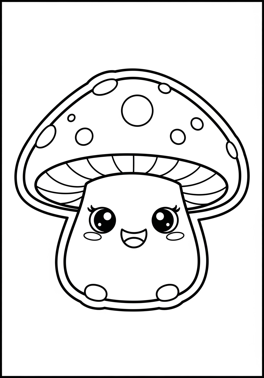 Desenho de Cogumelo fofinho para colorir