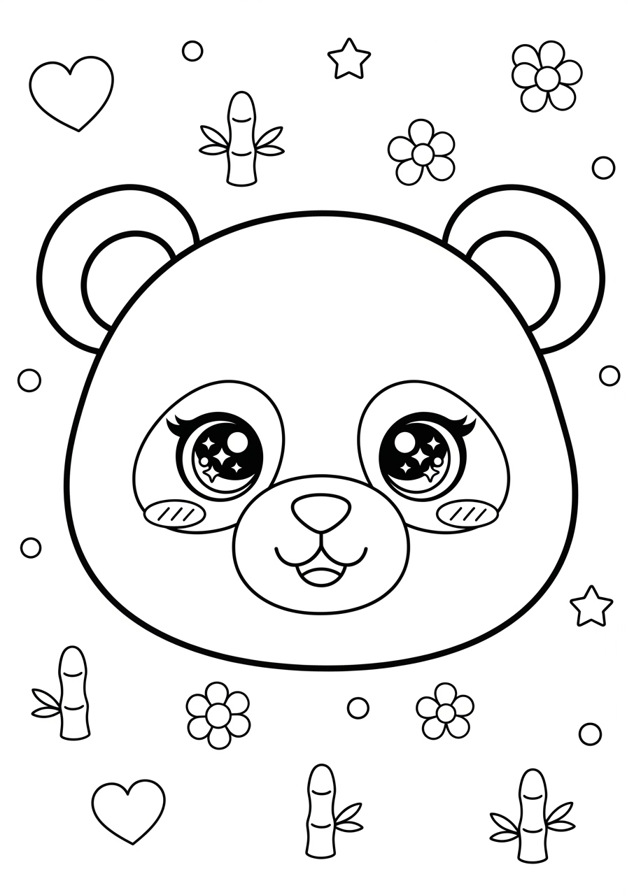 Desenho de Panda fofo com olhos grandes e decorado