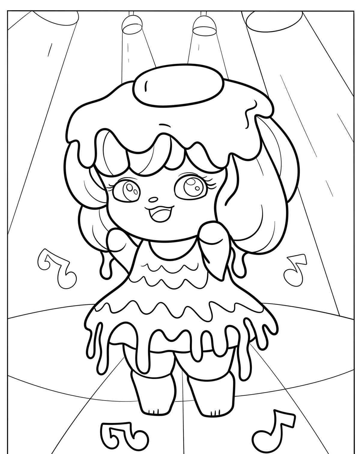 Desenho de personagem kawaii com vestido de gelatina