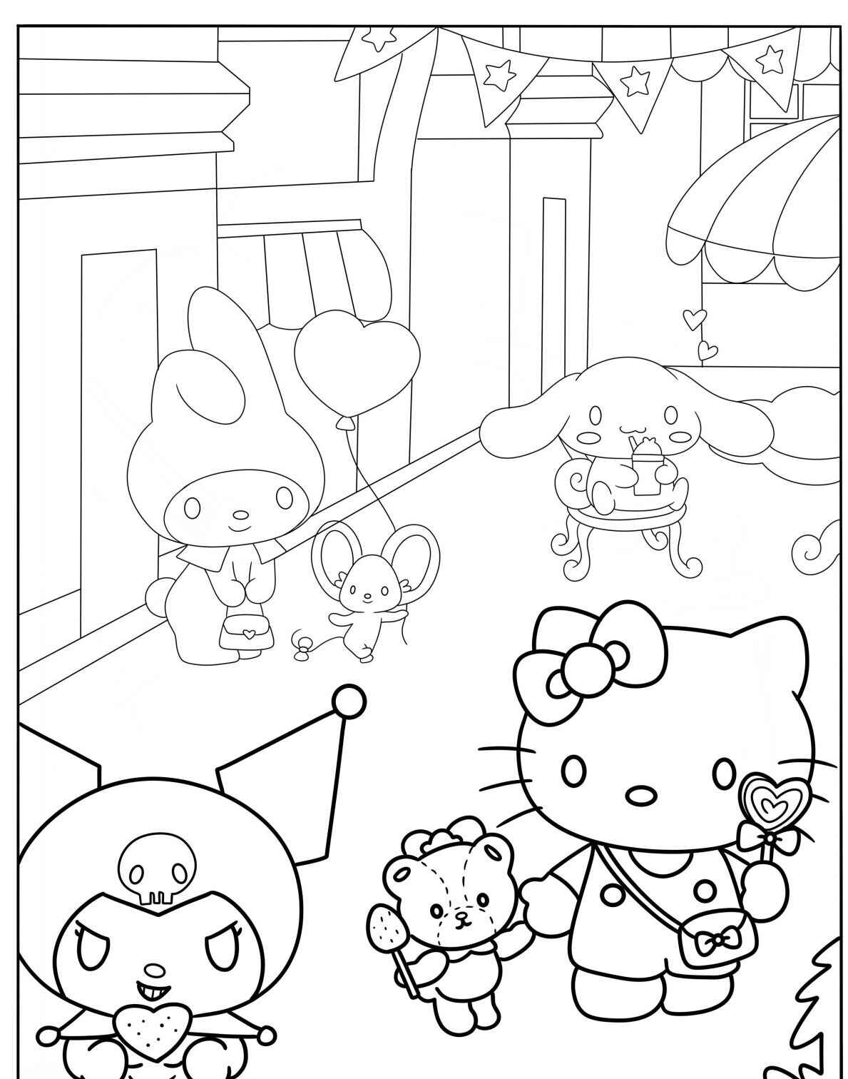 Desenho de personagens kawaii para colorir